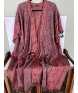 Deeva Designer Paisley Pure Wool India Fringed Cape Shawl Scarf Poncho F... - $715.03 MXN