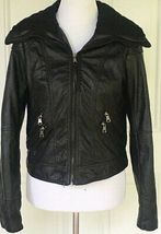 True Love By Ci Sono Womens Juniors Black Faux Leather Biker Jacket Large - £27.42 GBP