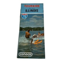Vintage Touraide Road Map of Illinois Brochure Vacation Conoco Gas Oil C... - $9.49