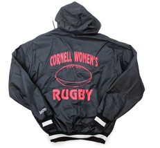 VTG Delong CORNELL University Womens Rugby 1/4 Zip Hooded Varsity Jacket Size L - £28.76 GBP