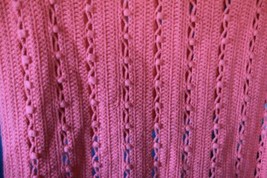 Vintage Homemade Afghan Blanket Pink Salmon 88 1/2&quot; x 69&quot; American Crochet - £88.63 GBP