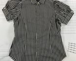 Ralph Lauren Button Down Shirt Womens 10 Black and White Striped Puffy S... - $19.79