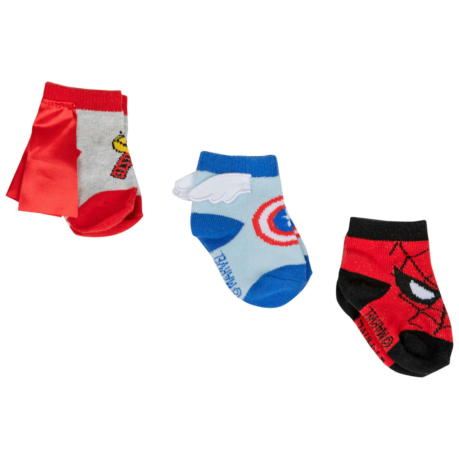 Marvel Hero Logo Sock Booties 3-Pack Multi-Color - £11.71 GBP