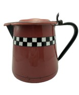 Vintage Antique Enamelware Graniteware Checkered Rare Raspberry Red Coff... - £196.67 GBP