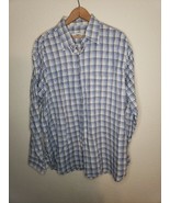 Ingram Shirt Mens BLUE Plaid 100% Cotton Made in Italy Button Front Sz XL - £12.34 GBP