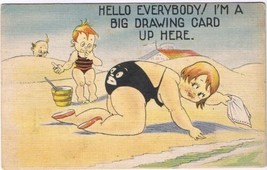 Postcard Hello Everybody I&#39;m A Big Drawing Card Here  - $9.89