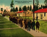 Vtg 1940s Linen Postcard Camp Claiborne LA Selectees on Company Street U... - $7.91