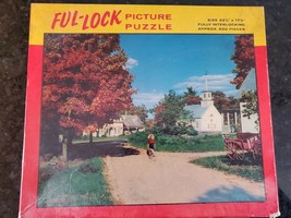 Vintage FUL-LOCK PICTURE PUZZLE The Village Road #1548 E.E. Fairchild - $15.19