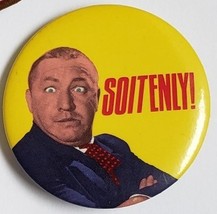 Three Stooges Curly Howard &#39;Soitenly&#39; 1-3/4&quot; Pinback , vintage - £3.95 GBP