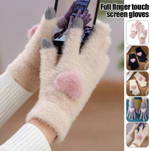 Women Winter Warm Windproof Full Finger GlovesPadded Plush Thick Mittens Touch - £7.08 GBP