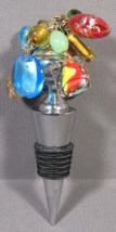 Art Glass Wine Stopper Motion Multicolor Abstract Beads 4.5&quot; Ultra Clean - £8.85 GBP