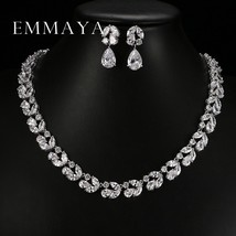 Romantic Luxury Set Jewelry Flower Design Water Drop AAA CZ Crystal Wedding Jewe - £38.37 GBP