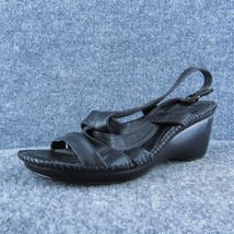 St. John&#39;s Bay  Women Strappy Sandal Shoes Black Leather Size 8.5 Medium - £19.55 GBP