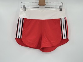 Athleta Ascender Shorts Sz 6 White Red Side Stripe Athletic Activewear - $21.56