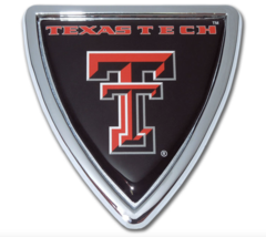 texas tech shield chrome auto emblem decal usa made - £31.33 GBP