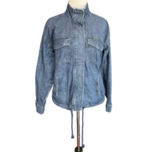 Style &amp; Co Womens Jean Jacket Blue Waist Length Buttons Pockets Drawstri... - £17.40 GBP