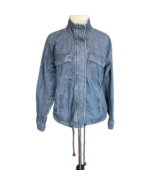 Style &amp; Co Womens Jean Jacket Blue Waist Length Buttons Pockets Drawstri... - $413.77 MXN