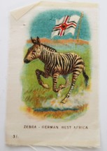 1910&#39;s Tobacco Silk Zebra &amp; Flag of German West Africa # 31 in Series - $9.99