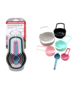 6-Piece Nesting Measuring Cups &amp; Spoons Set - Food Grade Plastic - £6.33 GBP