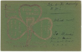 Vintage Postcard St. Patrick&#39;s Day Gold Shamrock Green Background 1898 Undivided - £6.32 GBP
