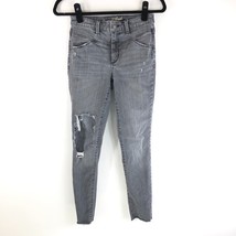 Universal Thread Jeans High Rise Skinny Distressed Raw Hem Gray Stretch 2/26 - £11.39 GBP