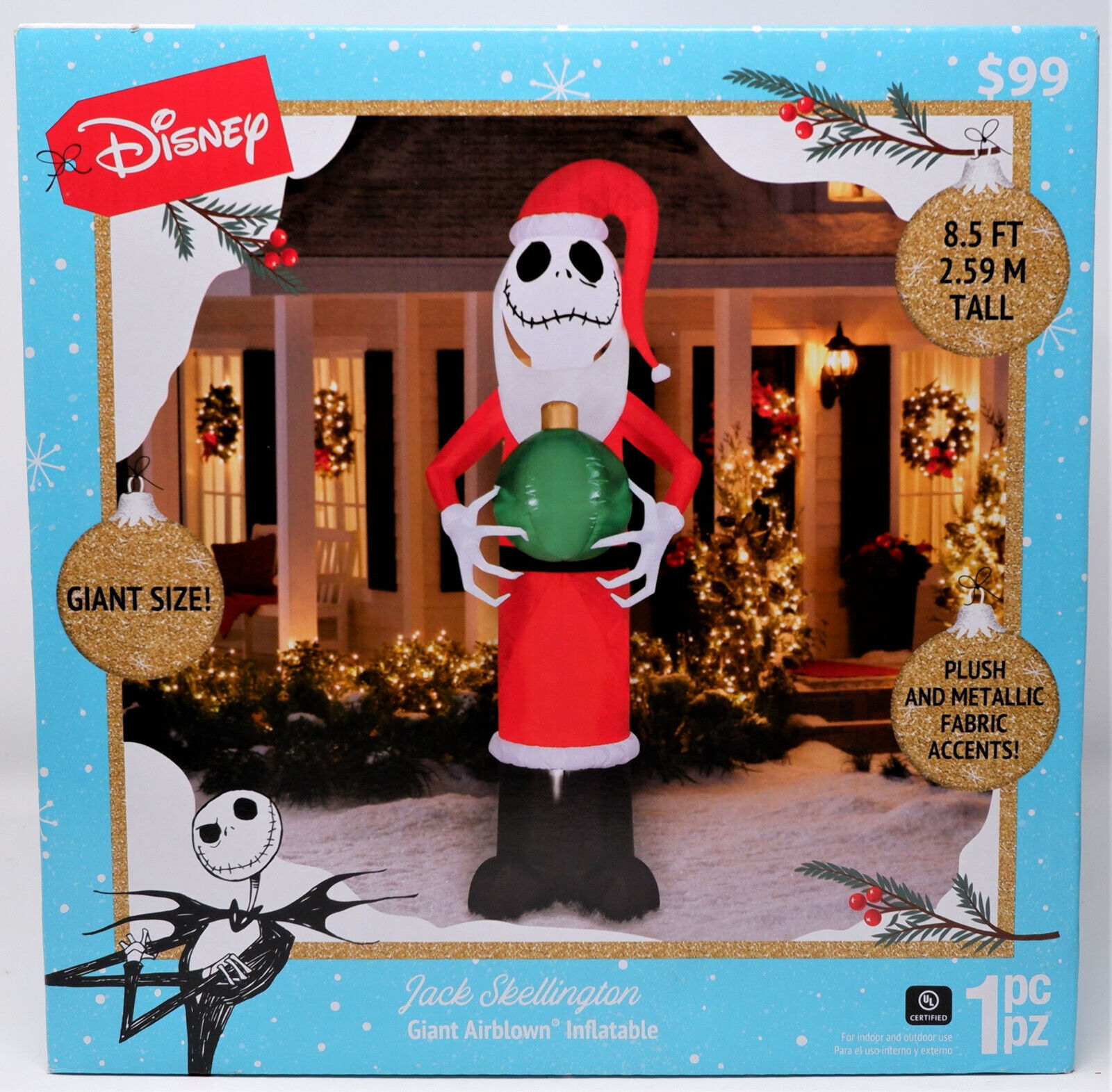 DISNEY GEMMY 114108 JACK SKELLINGTON GIANT SIZE CHRISTMAS INFLATABLE 8.5... - $94.98