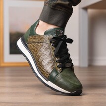 Portici Genuine Crocodile and Lizard Fashion Sneaker Green / Olive image 13