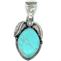 Vintage Sign Sterling Silver JRI Mexico Turquoise Stone Filework Feather Pendant - £76.36 GBP