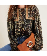 Anthropologie Bl-nk London Miranda Joelle Leopard Peasant Blouse Top 3XL... - £122.00 GBP