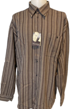 Matinique Men's James Button Up Striped Woven Shirt XL Brown Multicolore... - $14.24