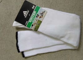 Adidas  Men's METRO SOCK Cushion White Black Design Soccer Socks Sz M - $13.99