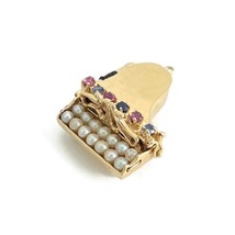 Vintage 1950&#39;s Pearl Ruby Sapphire Grand Piano Charm 14K Yellow Gold, 9.... - £1,115.10 GBP