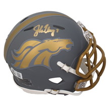John Elway Autographed Denver Broncos Slate Mini Speed Helmet Beckett - £277.66 GBP