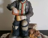 Vintage Emmett Kelly Jr. Porcelain Clown Figurine &quot;Dinner Time With Beans&quot; - $59.84