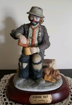 Vintage Emmett Kelly Jr. Porcelain Clown Figurine &quot;Dinner Time With Beans&quot; - £47.28 GBP