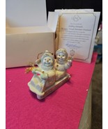 Dated 2001 Lenox Porcelain 24K Gold Sledding Snowpals Snowmen Ornament - $18.95 CAD
