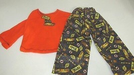18&quot; doll clothes handmade pajama outfit Halloween orange top glitter can... - £9.75 GBP