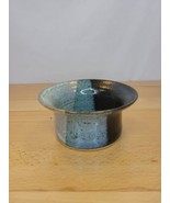 Studio Art Pottery Bowl Flared Wide Rim Blue hombre Signed Catchall Trinket - £19.65 GBP