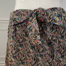 Vintage 70s Lurex Abstract A-Line Maxi Skirt Gold Black Red Blue Green P... - $58.50