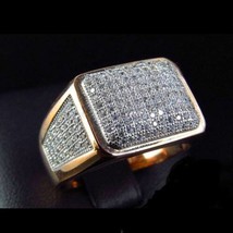 4.00 Ct Round Cut Simulated Diamond Men&#39;s Pinky Ring925 Silver Gold Plated - £94.67 GBP