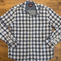 Alesbury Stitch Fix Mens XL Tall Denali Doublecloth Shirt White Blue Plaid - $18.48
