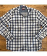 Alesbury Stitch Fix Mens XL Tall Denali Doublecloth Shirt White Blue Plaid - $351.85 MXN