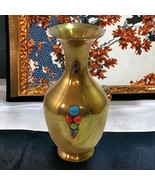 Vintage Brass Vase Semi Precious Stone Inlay Marked India Boho - €9,11 EUR