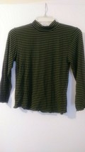 Derek Heart Juniors Green Multicolor Stripes L/Sleeve Funnel Neck pullover M 020 - $8.50