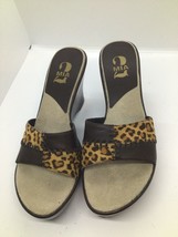 Mia Women&#39;s Leopard Brown Leather  Slip On Shoes  Wedge Platform Heel Si... - $38.41