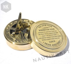 Brass Sundial Compass For Men Vintage Pocket Sundial For Gift Antique Style - $26.13