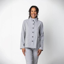Habitat Sz S Oversized Hand Pockets Stretch Stripe Wash Blue White Jacket - $34.91