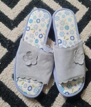 Grey Suede Flowered Designed Slippers For Women Size 7uk - £21.58 GBP