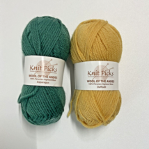 Lot of 2 Skeins Knit Picks PERUVIAN 100% WOOL YARN Crochet Knitting Green Yellow - $8.99