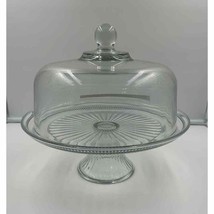 Vintage Pedestal Glass Cake Stand with Glass Dome - £48.55 GBP